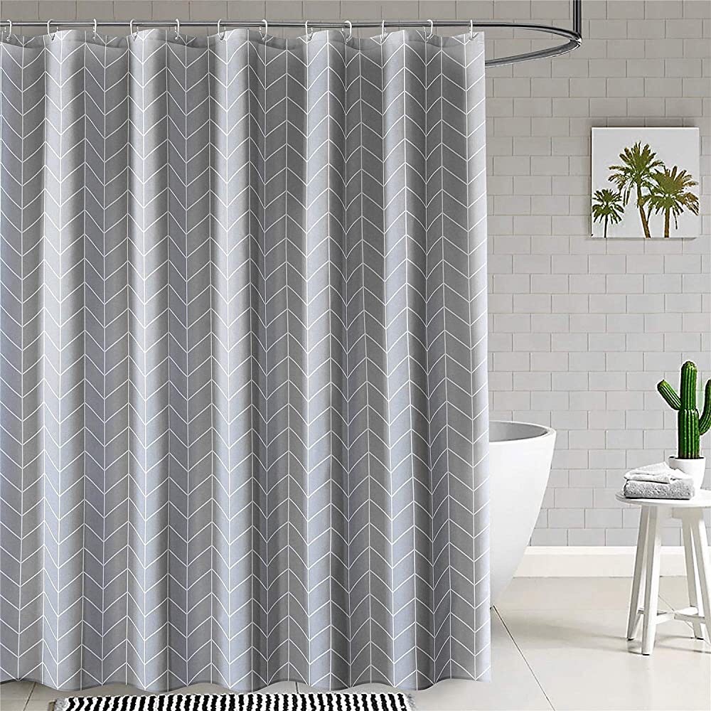 New Shower Curtain Fabric Waterproof Grey White